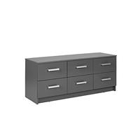 Inter Link - Commode - Armoire d'entrée - Sideboard Moderne - Armoire d'appoint - 6 tiroirs - Gris - Elenzio 6S