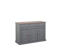 Inter Link - Commode - Buffet - 3 Portes - 3 tiroirs - Pin Massif - laqué Gris sépia Marron - Style Maison de Campagne - Luzerna 4.1