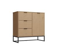 Inter Link - Commode - Buffet - Sideboard - 1 porte - 3 tiroirs - Pin massif - Oak colori - Moderne - VIVO 1T3S