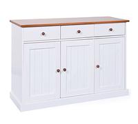 Buffet Bois 3 Portes "Takao" 130cm Blanc & Naturel Blanc G