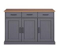 Inter Link - Commode - Buffet - Sideboard - Pin massif - FSC - 3 portes - 3 tiroirs - style cottage - Forenzo - 3T3Sgrau - Grau/Oak colori