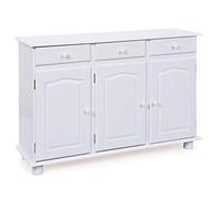Inter Link - Commode de style rustique - Buffet - Buffet buffet - Style rustique - Armoire d'appoint - Pin massif - 3 portes - 3 tiroirs - Blanc laqué - Livio