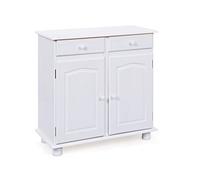 Inter Link - Commode de style rustique - Buffet - Buffet buffet - Style rustique - Meuble d'appoint - Pin massif - 2 portes - 2 tiroirs - Blanc laqué - Lovi