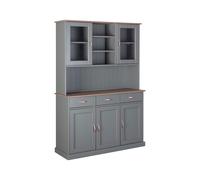 Inter Link Commode haut de gamme style campagnard, bois de pin (Avec 3 tiroirs et 5 portes tournantes, gris, sépia/marron)