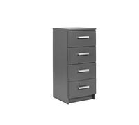 Inter Link - Commode - Meuble de Chevet - Table de Nuit - 4 tiroirs - Gris - Elenzio 4S