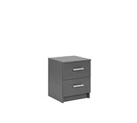 Inter Link - Commode - Table de Nuit - Table de Chevet - 2 tiroirs - Gris - Elenzio 2S