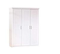 Inter Link - Grande armoire fonctionnelle - 3 portes - 5 niches - Armoire avec penderie - Armoire en pin massif - Blanc vernis - Largeur :140cm Profondeur :55cm Hauteur :190cm - Magnus