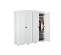 Inter Link - Grande Armoire Fonctionnelle - 4 Portes - 4 niches - 2 penderies - Armoire en pin Massif - Blanc Vernis - Largeur :183cm Profondeur :60cm Hauteur : 198cm - Isny