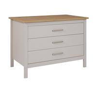 Inter Link - Îlot de Cuisine - îlot Central - Plan de Travail - Armoire de Cuisine avec 3 tiroirs - revêtement en mélamine - L : 124 cm - H : 91,5 cm - P : 75 cm - Piazza Crema - Cachemire - chêne