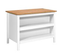 Inter Link - Ilot de cuisine - Ilot central - Plan de travail - Meuble de cuisine avec étagères - Mélaminé - Longueur 124cm - Hauteur 82 cm - Profondeur 75 cm - Julina - Blanc/Chêne Artisan