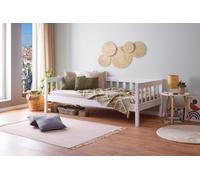 Inter Link - Lit banquette - lit gigogne - Canapé lit - Lit d'appoint - Avec sommier - Lit 1 personne 90 x 190 cm - Bois massif laqué blanc - Sintro