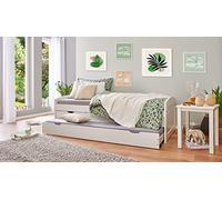Inter Link - Lit d'enfant - Lit simple avec tiroirs - 2 couchages 90x200cm - Pin massif - Sommier à lattes inclus - Laqué blanc - Ulli 90x190cm