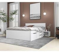 Inter Link - Lit Double 160 x 200 cm - Lit gigogne avec Espace de Rangement - Pin Massif - 4 Grands tiroirs et 2 tiroirs - Sommier à Lattes Inclus - Laqué Blanc - Efetivo 160 x 200 cm