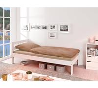 Inter Link - Lit en bois - Cadre de lit - Lit de jeune - Lit d'invité - Lit simple - Lit moderne en pin massif - sans sommier - Blanc laqué - Fana 90 x 200 cm