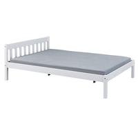 Inter Link Lit en bois massif - Lit double - Lit d'appoint - Cadre de lit - Pin massif - Laqué blanc - 2 surfaces de couchage - 140 x 200 cm - Sans sommier à lattes - Vilmar