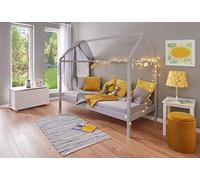 Lit Cabane en Bois Leonard 90x200cm Gris