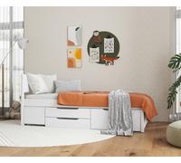 Inter Link - Lit Simple 90 x 200 cm - Lit gigogne avec Espace de Rangement - Pin Massif - 2 Grands tiroirs et 1 tiroir - Sommier à Lattes Inclus - Laqué Blanc - Efetivo 90 x 200 cm