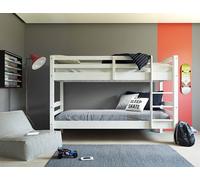 Inter Link - Lit Superposé pour enfants -Bois de pin massif - Avec échelle - 2 couchages 90 x 190 cm - Avec 2 sommiers à lattes - Barrière de sécurité - Rick - Vernis blanc, 90x190cm