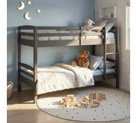 Inter Link - Lit Superposé pour Enfants -Bois de pin Massif - avec échelle - 2 couchages 90 x 200 cm - avec 2 sommiers à Lattes - Barrière de sécurité - Lavius - Vernis Gris - 90 x 200 cm