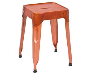 Inter Link - Lot de 4 tabourets - Cuivre métal - Assise cuir - Reema