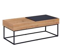 Inter Link- Table basse avec espace de rangement- Table d'appoint- Table de salon- Table basse spacieuse- Pieds métalliques- Aspect chêne Artisan- Plateau coulissant -L:110cmx l :50cmx H :40cm -Filora