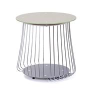 Inter Link - Table basse - Table d'appoint - Table de salon - Structure métallique - Plateau supérieur en verre gris Pantone - Pour salon, bureau, chambre - 50 x 50 x 50 cm - Rivoli