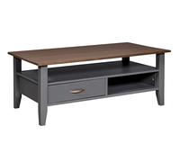 Inter Link - Table Basse - Table en Bois Massif - Table de Salon - Table Basse - Pin Massif - Panneau de Particules revêtu- Artisan Aspect chêne - Anthracite - Luzerna