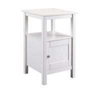 Inter Link - Table d'appoint - 1 Porte & 1 étagère - Table de Rangement - Style Classique - Table de Chevet - Table de Couloir - Pin Massif - Laqué Blanc - Chilly 1T