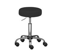Inter Link - Tabouret pivotant sur roulettes - Réglable en hauteur 50-66 cm - Tabouret de travail/bureau - En métal et similicuir - Noir
