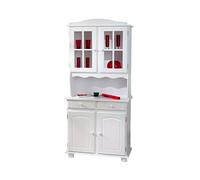 Inter Link Vaisselier Bahut Buffet haut rustique Pin massif vernis blanc