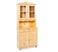 Inter Link Vaisselier Bahut Buffet haut rustique Pin massif vernis naturel