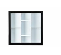Inter Link - Vitrine - Vitrine murale - Coffret de présentation - Vitrine de collection - Vitrine sans verre - Etagère murale - 7 compartiments - Collector - Septem - MDF Noir/Blanc - 66,5 x 13,7 x 66,5 cm