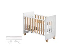 Interbaby Berceau Cododo Star Nature Blanc avec Matelas | Lit bébé cododo en hêtre 120x60 cm, matelas Aloe Vera, kit co-dodo, hauteur réglable, roues silencieuses