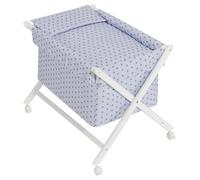 Interbaby - Berceau en X - Bois blanc - 55X90X72 avec habillage et linge de lit - Mod. Estrella Mar - Bleu