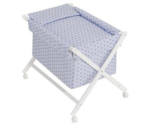 Interbaby - Berceau en X - Bois blanc - 55X90X72 avec habillage et linge de lit - Mod. Estrella Mar - Bleu