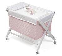 Interbaby Berceau pliant en hêtre avec matelas - Fleurs et pétales Interbaby - rose