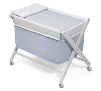 Interbaby Berceau pliant en hêtre avec matelas - gaufré Interbaby - bleu