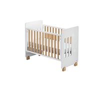 Interbaby Berceau Star Nature Blanc avec Matelas Aloe Vera | Lit bébé en bois de hêtre 120x60 cm avec matelas, hauteur réglable, côté mobile, roues silencieuses