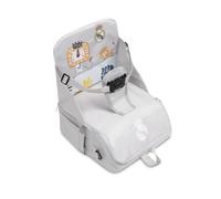 Interbaby Chaise haute portable Real Madrid – convertible sac à dos/sac, harnais 5 pts – Gris