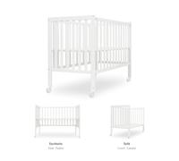 Interbaby Lit Bébé Cododo 120x60 Bois Évolutif, Réglable (Blanche) | Lit cododo évolutif bois, hauteur réglable, roulettes avec freins, convertible en bureau et canapé, côté rabattable