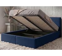 Interbeds Lit Coffre 120 x 200 cm avec Sommier à Lattes, Lit Double Rembourré en Velours Bleu, Coffre de Rangement, Tête de Lit Capitonnée, Charge jusqu'à 300 kg, Matelas Non Inclus (Bleu, 120x200)