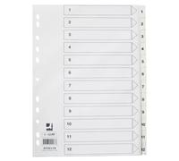Intercalaire 1-12, A4, plastique, blanc - Q-CONNECT