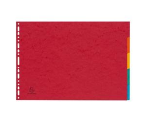 Intercalaire A3 carte lustrée colorée Exacompta 5 onglets neutres multicolores - 1 jeu