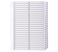 Intercalaire A4 carte blanc Exacompta 50 onglets numériques - 1 jeu