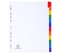 Intercalaire A4+ carte blanche Exacompta 12 onglets neutres multicolores - 1 jeu