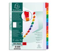 Intercalaire A4+ carte bristol blanche Exacompta 12 onglets numériques - Coloris assortis - 1 jeu