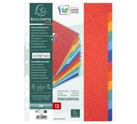 Intercalaire A4+ carte lustrée colorée Exacompta 12 onglets neutres - Coloris assortis - 1 jeu