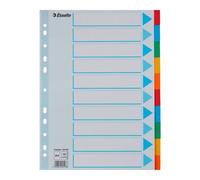 Intercalaire A4 carte lustrée Esselte 10 onglets neutres multicolores - 1 jeu