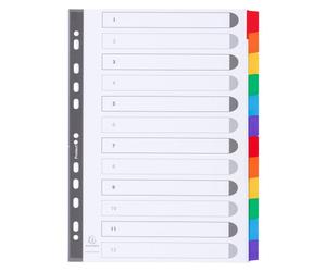 Intercalaire A4 carte160 g Exacompta 12 onglets neutres réinscriptibles multicolores - 1 jeu