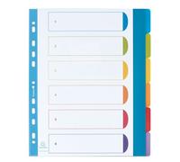 Intercalaire A4+ polypropylène coloré opaque Exacompta 6 onglets neutres réinscriptibles multicolores - 1 jeu